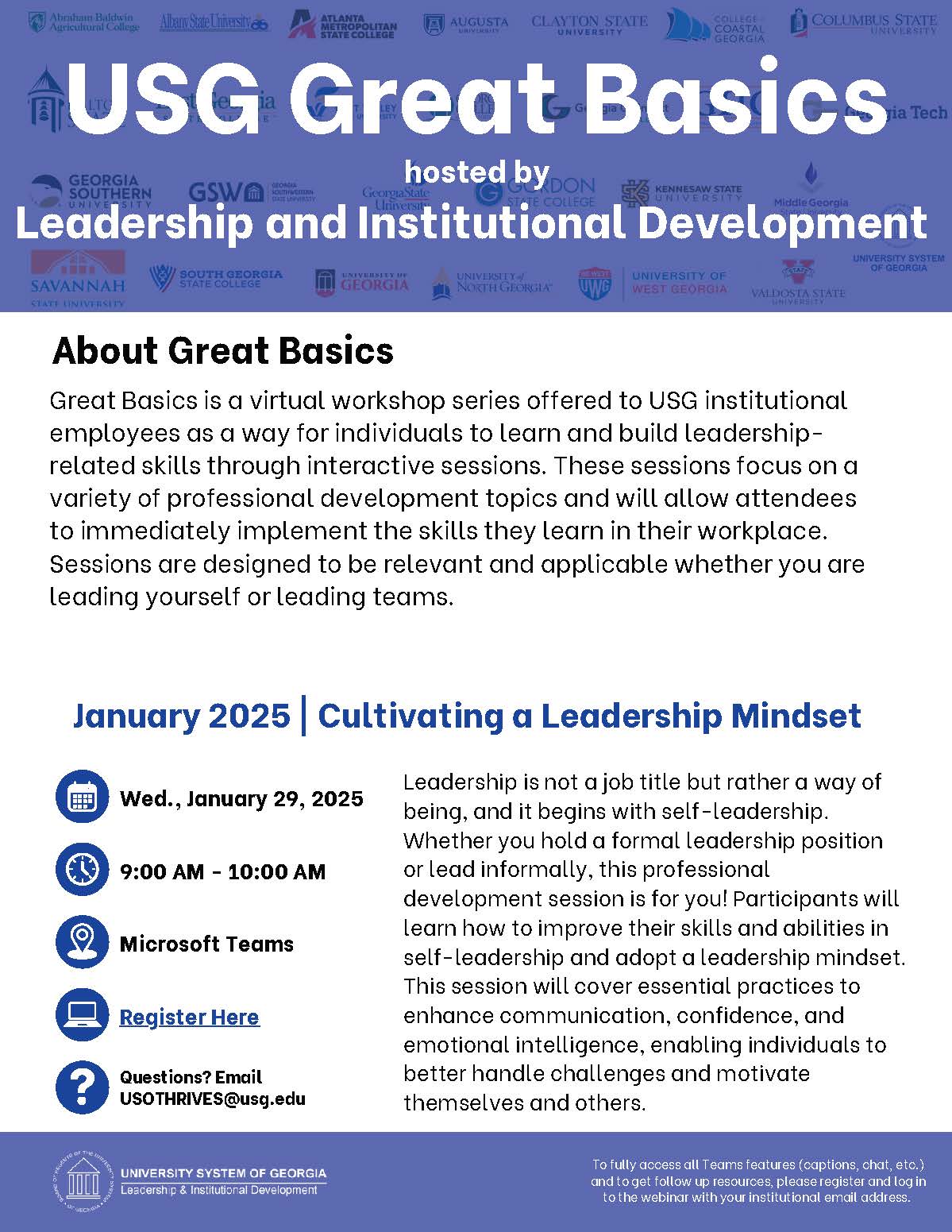 USG Great Basics: January 2025 flyer.